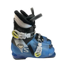 Used Salomon T2 SZ 21.0 Boys DH Ski Boot Black And Royal Blue 210 MP - J02
