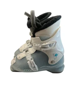 Used Salomon T2 SZ 21.0 Girls DH Ski Boot White And Carolina Blue 210 MP - J02