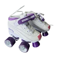 Used SKATE CITY CHALLANGER QUADS 12Y Child Roller Quad Skates White Youth 12.0