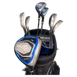 Used Top Flite STAINLESS STEEL SET Mens Package Set RH Royal Blue 9 Piece