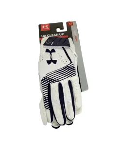 Used Under Armour CLEAN UP BB/SB Batting Gloves Navy Blue LG