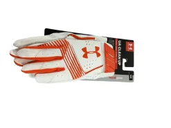 Used Under Armour CLEAN UP BB/SB Batting Gloves Orange MD