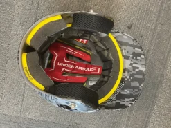 Used Under Armour DIGITAL CAMO Batting Helmet No Mask White And Navy Blue MD