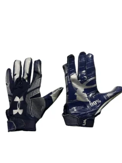 Used Under Armour F8 FOOTBALL GLOVE FB Gloves Navy Blue SM