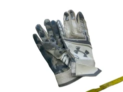 Used Under Armour FOOTBALL GLOVES FB Gloves White SM