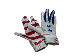 Used Under Armour FOOTBALL GLOVES FB Gloves White SM