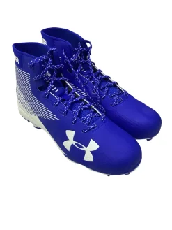 Used Under Armour HAMMER MC Adult FB Cleats Royal Blue And White Senior 11