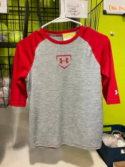 Used Under Armour L.S. T-Shirt Y Grey And Red MD