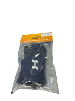 Used Under Armour SPOTLIGHT FOOTBALL GLOVES FB Gloves Navy Blue LG