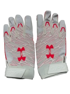 Used Under Armour UA SPOTLIGHT ULTRA GLUEGRIP XL FB Gloves Pink And White XL
