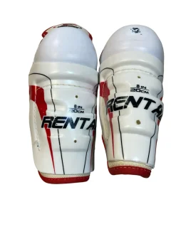 Used USA Hockey RENTAL Junior Shin Guards White 8"