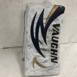 Used Vaughn 7700 Senior Goalie Blocker White And Navy Blue