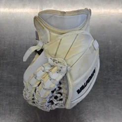 Used Vaughn VISION PRO RETURN GLOVE Senior Goalie Catcher White And Gold
