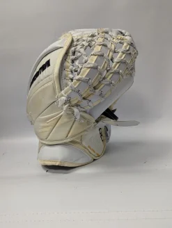 Used Vaughn VISION PRO RETURN GLOVE Senior Goalie Catcher White And Gold