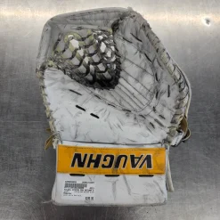 Used Vaughn VISION PRO RETURN GLOVE Senior Goalie Catcher White And Gold