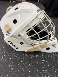 Used Warrior RF1PRO Senior Goalie Helmet/Mask White One Size
