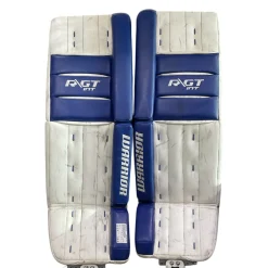Used Warrior RITUAL GT 32+1 Goalie Leg Pads Inter White And Royal Blue 32"