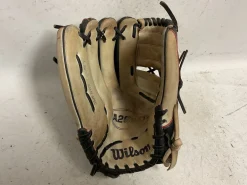 Used Wilson A2000 Monica Abbott MA14 LH Throw Fastpitch Gloves Black And Natural 12 1/4