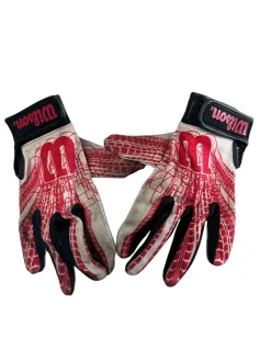 Used Wilson Football Gloves Red SM