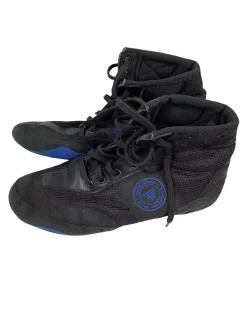 Used WRESTLING SHOES BLK/BLUE Boxing Shoes Black Senior 7