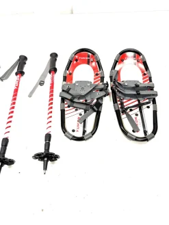 Used YUKON SNOWSHOES W/ HIKING POLES Snowshoes Boys Red 16"